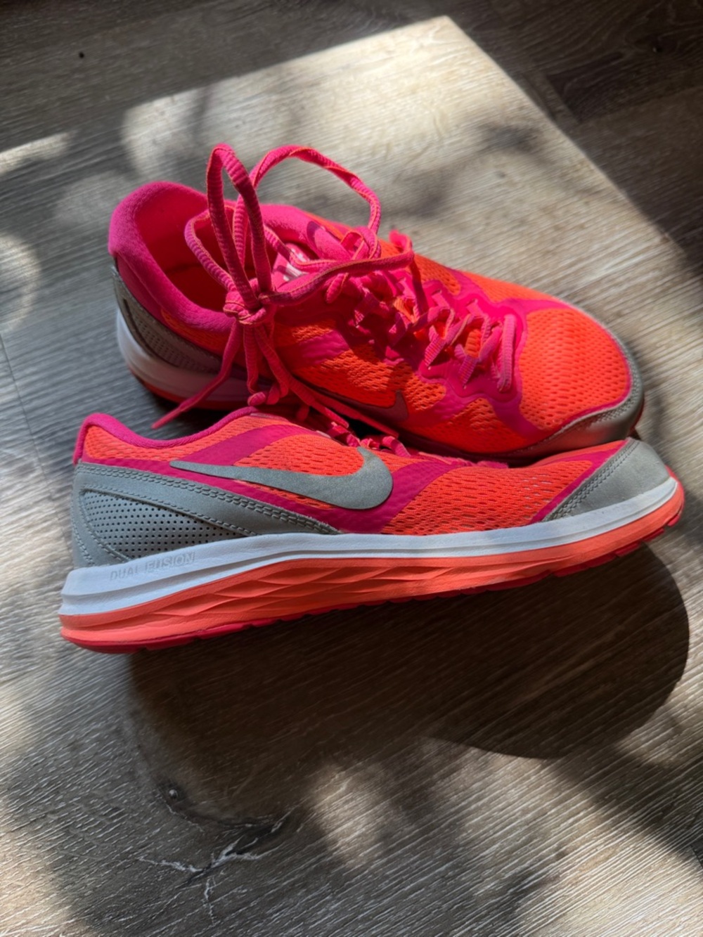 Nike girls Bright Pink and Coral Athletic Running Shoes